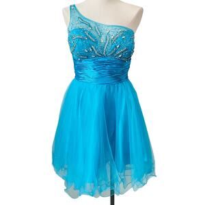 NWT Giosue Teal Beaded Mini Party Dress Sz 14